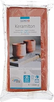 GLOREX 6 1780 707 - Keramiton, Terracotta, approx. 1000 g, Ready-to-Use Modelling Clay, Air-Hardening or Flammable, Odourless When Burning, Made on a Natural Basis