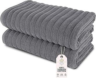 CTT - Premium 2 Piece Jumbo Bath Sheets, 100% Turkish Cotton, Absorbent & Ultra Comfy Bath Towel Sheets for Hotels & Spa | 40"x65" (Grey)