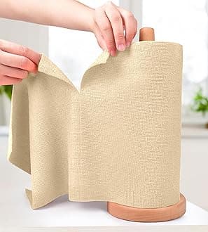 KitchLife Microfiber Cleaning Cloth Roll - Tear-Away Reusable Microfiber Paper Towels, Lint-Free, Washable, 20 Sheets for Kitchen, Car, Dishes, and Sensitive Surfaces (Wheat)