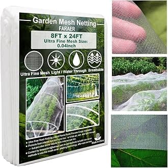 Ultra Fine Garden Mesh Netting, FARAER Plant Covers 8'x24' Garden Netting for Protect Vegetable Plants Fruits Flowers Crops Greenhouse Row Cover Protection Mesh Net Patio Gazebo Screen Barrier Net