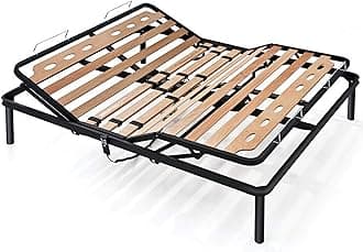 EVERGREENWEB Best ELECTRIC Slatted Wooden Bed Base MOTORIZED Reinforced with Double Iron Structure + 4 Removable Legs (150 x 200 cm)