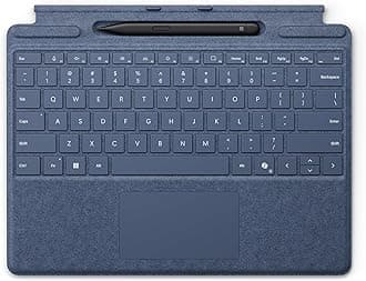 Surface Pro Keyboard for Surface Pro 9 and 8 with Pen Storage, Alcantara Material, Sapphire