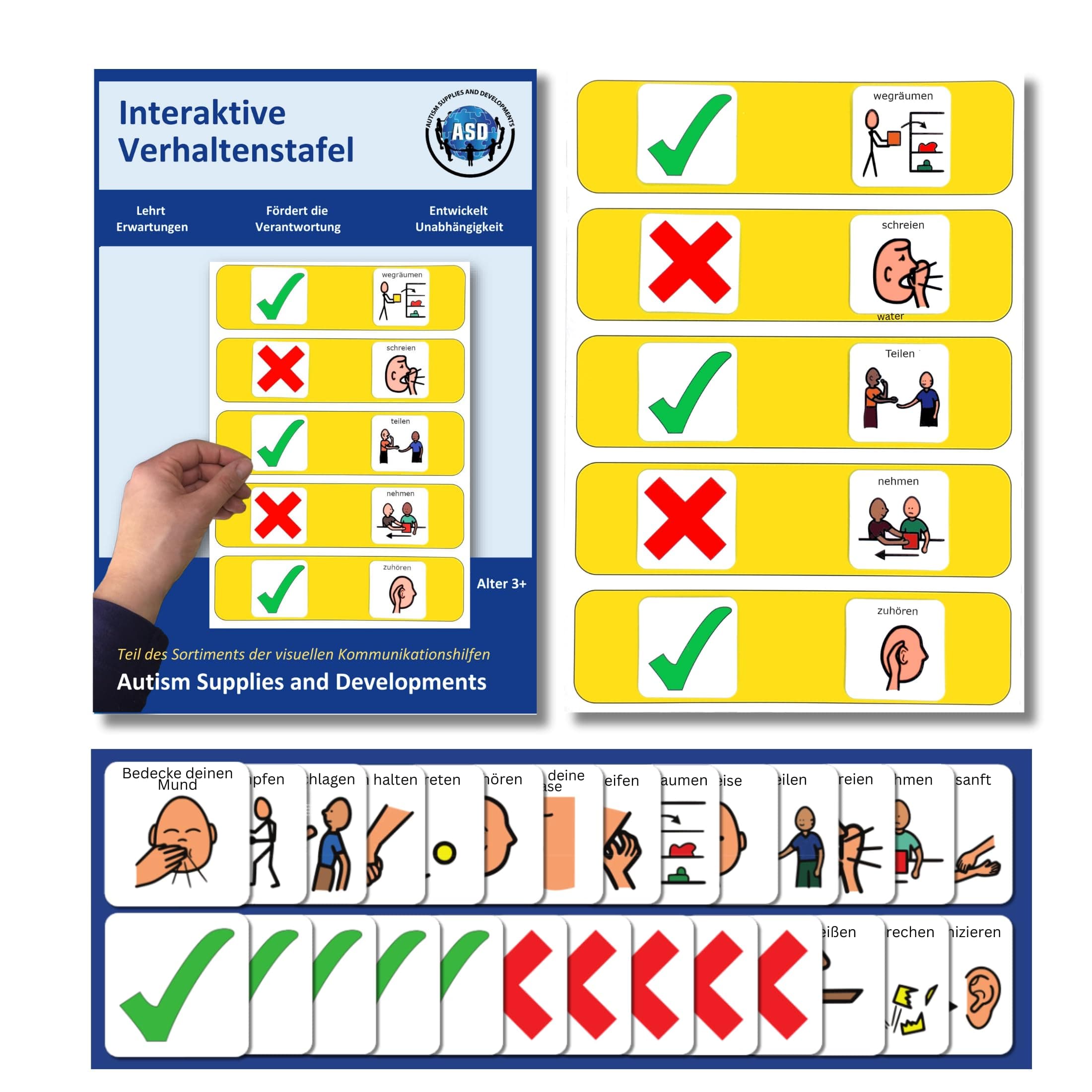 Autism Supplies and Developments A4 Plastic Visual Interactive Behaviour Board (German) - Behavior Management Tool