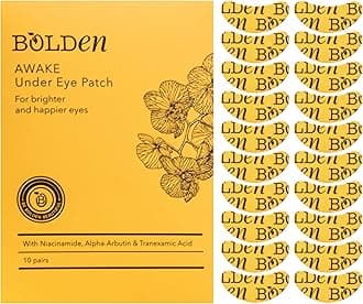 BOLDEN Awake Under Eye Patch | Eye Mask For Dark Circles, Puffiness & Discoloration | Brightening Eye Pads With Niacinamide, Alpha Arbutin, Tranexamic Acid & Vitamin C | 10 Pairs