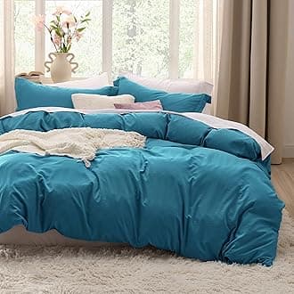 BEDSURE Teal Duvet Cover Queen Size - Soft Prewashed Queen Duvet Cover Set, 3 Pieces, 1 Duvet Cover 90x90 Inches with Zipper Closure and 2 Pillow Shams