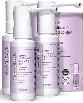 Keranique Hair Regrowth Treatment for Women - 2% Minoxidil for Women Hair Growth & Thickening - Topical Solution Scalp Treatment for Hair Loss & Thinning w/ Precision Spray Applicator 2 Fl Oz (3-pack)