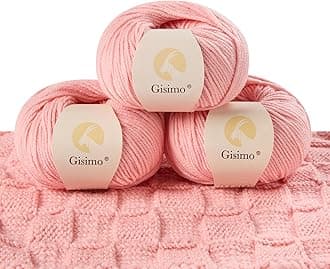 100% Merino Wool Yarn, 6-Ply Luxurious and Soft Yarn for Hand Knitting & Crocheting, 1.76 OZ/50g, 127 yds/116 Meters(Baby Pink, 3 Balls)