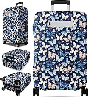 Slohif Luggage Cover for Suitcase Tsa Approved Protector - Luggage Sleeve Large Suit Case Cover Travel Stretch Baggage Case Protective Washable Fit 22-32 Inch, Blue, M-(26-28) Inch, Butterfly