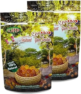 Elnasr Gum Arabic Powder Instant Natural Hashab Pure Acacia Premium Arab Dried Rich No Gmo No Additives Or Artificial Flavors Kosher Halal (2 Pack = 10.5 oz / 300 gm) صمغ عربي النصر حلال