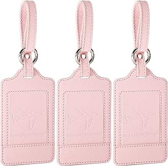 Teskyer Luggage Tags, 3 Pack Premium PU Leather Luggage Tags Privacy Protection Travel Bag Labels Suitcase Tags