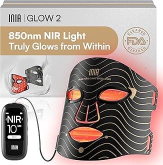 INIARed Light Therapy Mask for Face – 4 Light Modes with 850nm NIR, Red & Blue LED Light Therapy, 2600mAh Rechargeable LED Face Mask for Anti-Aging, Skin Firming & Radiant Glow at Home