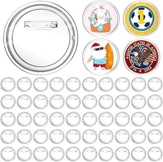 Chinco 50 Pack Acrylic Button Pins Badge Clear Custom Button Pins Kit Blank Photo Bulk Make Your Own Buttons for DIY Craft Supplies(2.875 Inch)