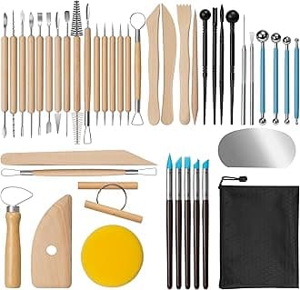Amrules Clay Tools Kit, 43 PCS Pottery Tools, Practical Polymer Clay Sculptin...
