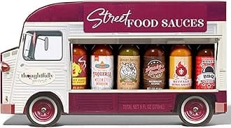 Thoughtfully Gourmet, Street Food Sauces Hot Sauce and BBQ Gift Set, Flavors: Diablo Wings Sauce, Louisiana and More, Vegan and Vegetarian, Set of 6