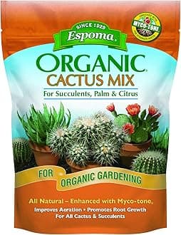 Organic Cactus Potting Soil Mix, Natural & Organic Soil for Cactus, Succulent, Palm, and Citrus Grown in containers Both Indoors and Outdoors, 4 qt, Pack of 1