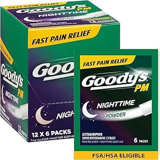Goody's PM Nighttime Powder, Dissolve Packs for Pain with Sleeplessness, 6 Individual Packets, 12 Pack