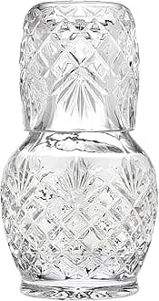 Godinger Shannon Night Water Carafe with Tumbler Glass - The Carafe Holds 16 oz, The Cup 8 oz
