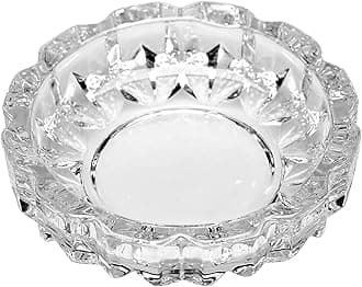 Deli Green Apple Crystal Heavy Glass Ashtray for Indoor and Outdoor Decorative (Round)