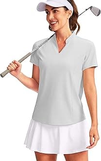 Women's Golf Polo Shirt V-Neck Short Sleeve Collarless Quick Dry Tennis Running T Shirt Golf Tops for Women