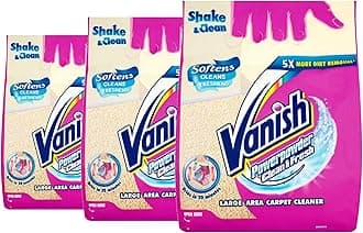 3 x Vanish Shake & Clean Large Area Carpet Cleaner Power Powder Softens 650g