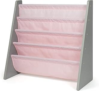 Humble Crew Book Organizer Kids Bookshelf, Grey/Pink