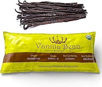 - 25 Organic Madagascar Vanilla Beans - Whole Extract Grade B Pods for Baking, Homemade Extract, Brewing, Coffee, Cooking