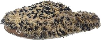 warmies Microwaveable House Slippers for Women - Womens Shoe Sizes 6-10 - Plush, Soft & Fuzzy Indoor Slippers with Backs & Non-Slip Memory Foam Soles - Cozy Warm Ladies Slipper - Leopard