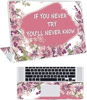 Floral D23 Top+Wrist Pad Vinyl Laptop Skin/Sticker/Cover for 13 to 13.3 Inches Laptops Laminated-Removable-HD Quality Compatible for Hp-Dell-Sony-Lenovo-Asus etc.(13x9.2 Inches)