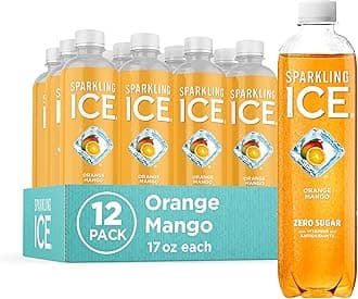 Orange Mango Sparkling Water, Zero Sugar Flavored Water, with Vitamins and Antioxidants, Low Calorie Beverage, 17 fl oz Bottles (Pack of 12)