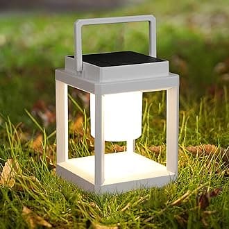 LETRY Outdoor Table Lamp, 3-Level Brightness LED Nightstand Lantern, Portable Rechargeable Solar Lamp IP44 Waterproof, Touch Control Outdoor Cordless Lantern for Patio/Walking/Reading/Camping (Square)