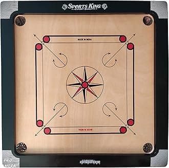 INFOHANDMADEWooden Carrom Board with Coins Striker - Medium Size (27 x 27-2 Inches) Matte Finish Round