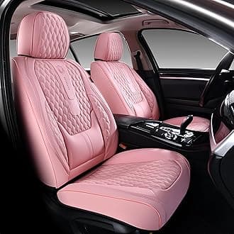 Coverado Seat Covers Front Seats, Pink Car Seat Cover with Lumbar Support, Waterproof Car Seat Cushion, Front Car Seat Covers Leatherette Car Seat Protector Universal Fit Most Cars