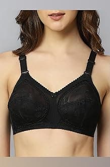 Triumph Doreen Bra For Women Non Wired Non Padded Wireless Bra Full Coverage Raschel Lace Lingerie Classic High Center Bridge Support Wide Straps Big Cup Bra for Larger Busts Pack Of 1