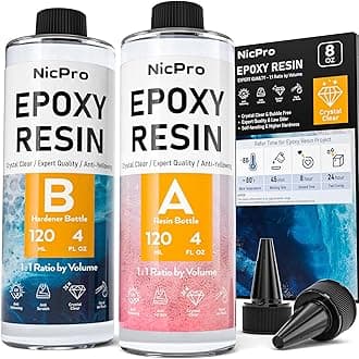 Nicpro Art Epoxy Resin Kit 240 ml, 8 oz Art Starter Clear Coating and Casting Resin for DIY Resin Moulds Pigment Powder Jewelry Making Kit - Easy Mix 1:1 Ratio