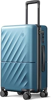 NINETYGO Carry On Suitcase, 20 Inch Carry-On Luggage with Double Spinner Wheels, Anti-Burst Zipper, Hard Case PC Suitcase Carry On, Lightweight Travel Luggage, TSA Approved (Topaz Blue, Hudson)
