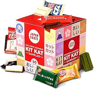 Japan Crate Japanese KitKat Variety Pack - 50-Piece Chocolate Snack Size Sampler Box with 6 Unique Flavors - Mont Blanc, Orange, Milk Tea, and More, Individually Wrapped Choco Minis