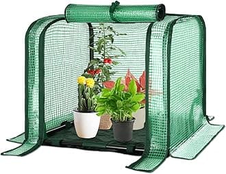 U'Artlines Portable Mini Greenhouse Small Green House with Waterproof Pad 23x13x17 Inch Plant Cover Tent for Garden Small Plants Indoor Outdoor, Green PE