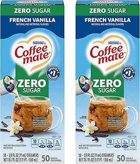 Nestle Coffee mate Liquid Coffee Creamer Singles, Zero Sugar French Vanilla, 50 Ct Box (Pack of 2)