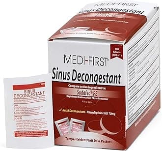 Medique Products Medi-First 80933 Sinus Decongestant, 100-Packets of 1 (Packaging may vary), Red