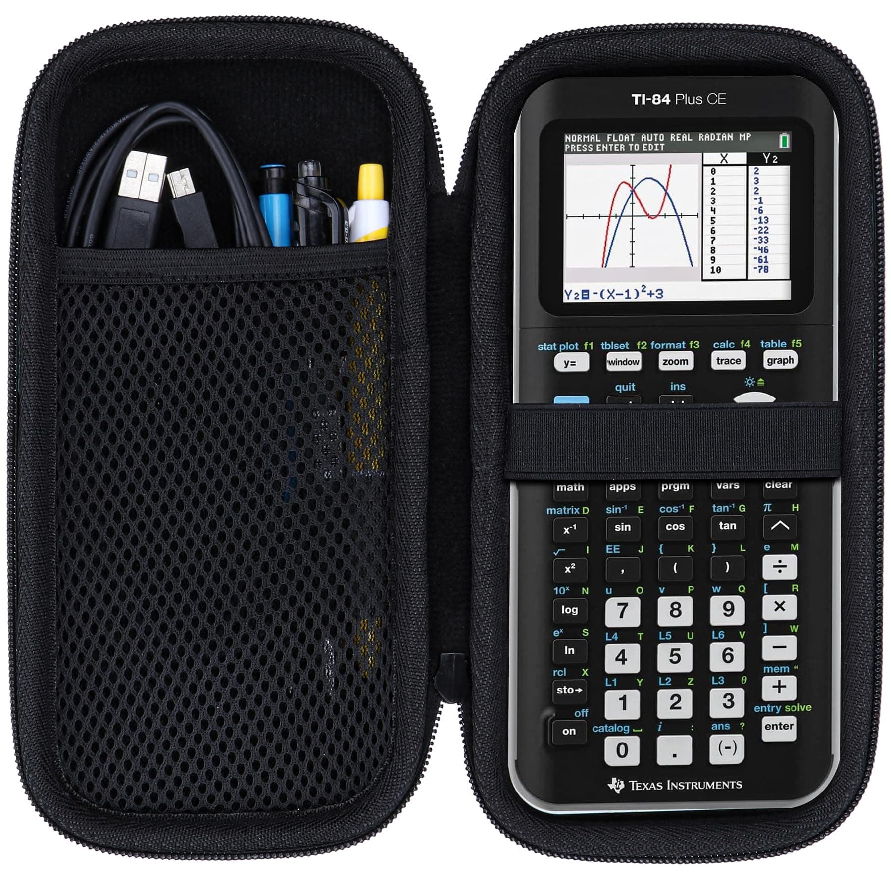 Hard Case Compatible with Texas Instruments TI-84 Plus CE/TI-84 Plus/TI-Nspire CX II CAS/TI-Nspire CX II/TI-83 Plus/TI-89 Titanium/TI-85 / TI-86 Color Graphing Calculator (Black)