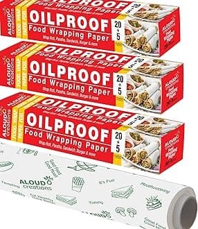 - 75 Meter Food Wrapping Paper Roll | Wrap Roti, Parantha, Sandwich & Burger | Keep Food Safe & Fresh | Oilproof Reusable Paper Wrap | Extra Wide 11 Inch | Paper Foil | 25M Pack of 3