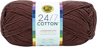 Lion Brand Yarn (1 Skein) 24/7 Cotton® Yarn, Coffee Beans