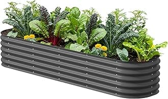Raised Garden Bed Kits, 17" Tall 9 in 1 8ft X 2ft Metal Raised Planter Bed for Vegetables Flowers Ground Planter Box-Modern Gray