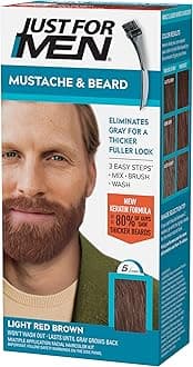 Mustache & Beard, Beard Dye for Men with Brush, With Keratin Biotin Aloe and Coconut Oil for Healthy Facial Hair - Light Red Brown, M-27, Pack of 1 (Packaging May Vary)