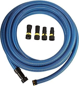 95215 30 Ft. Antistatic Vacuum Hose for Shop Vacs with Expanded Multi-Brand Power Tool Adapter Set, Blue