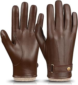 OZERO Mens Winter Gloves Nappa Leather Warm Wool Touchscreen Dress Glove - Thermal Gifts for Dad or Husband
