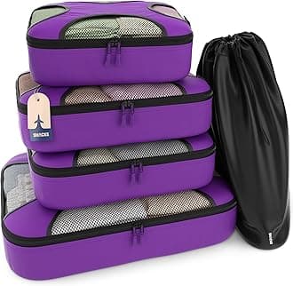 Packing Cubes for Travel 5 Set - Premium Luggage Organizer Bags - Versatile Travel Organizer for Women and Men - Optimized Packing Bags - Travel Essentials (Orchid Purple)