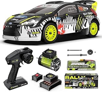 RIAARIO 1/10 Rally Car Max 50mph Brushless RC Truck with Gyro 4WD, Full Linkage Lighting, Remote Control, 3S 2200mAh Rechargeable Battery, Compatible with 4400mAh Battery