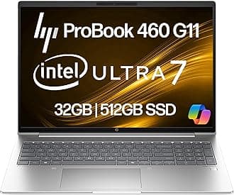 HPProBook 460 G11 Business Laptop 16” FHD+ Display, Intel Core Ultra 7 155U (Beats i7-1355U), 32GB DDR5 RAM, 512GB NVMe, Wi-Fi 6E, RJ-45, Webcam, Backlit Keyboard, Win 11 Pro - Pike Silver Plastic
