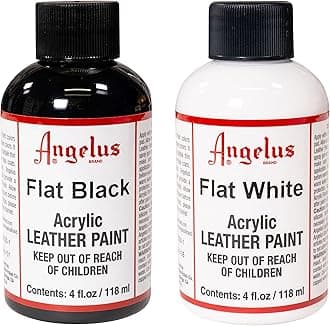 Acrylic Leather Paint For Shoes, Sneakers, Leather, Canvas, Furniture, and More - 2-Pack - Flat Black & Flat White Duo - 4 Fl Oz Each
